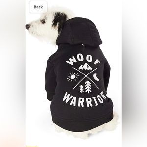 XS dog hoodie black WOOF WARRIOR